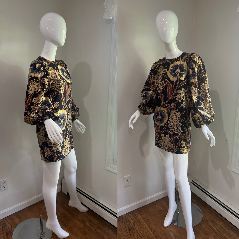 Ulla Johnson Floral Mini Dress - Navy and Gold - Picture 8 of 16